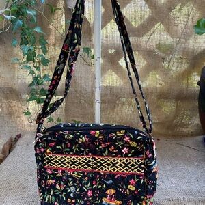 Vera Bradley Ming Flowers Crossbody Purse Satchel with matching coin purse